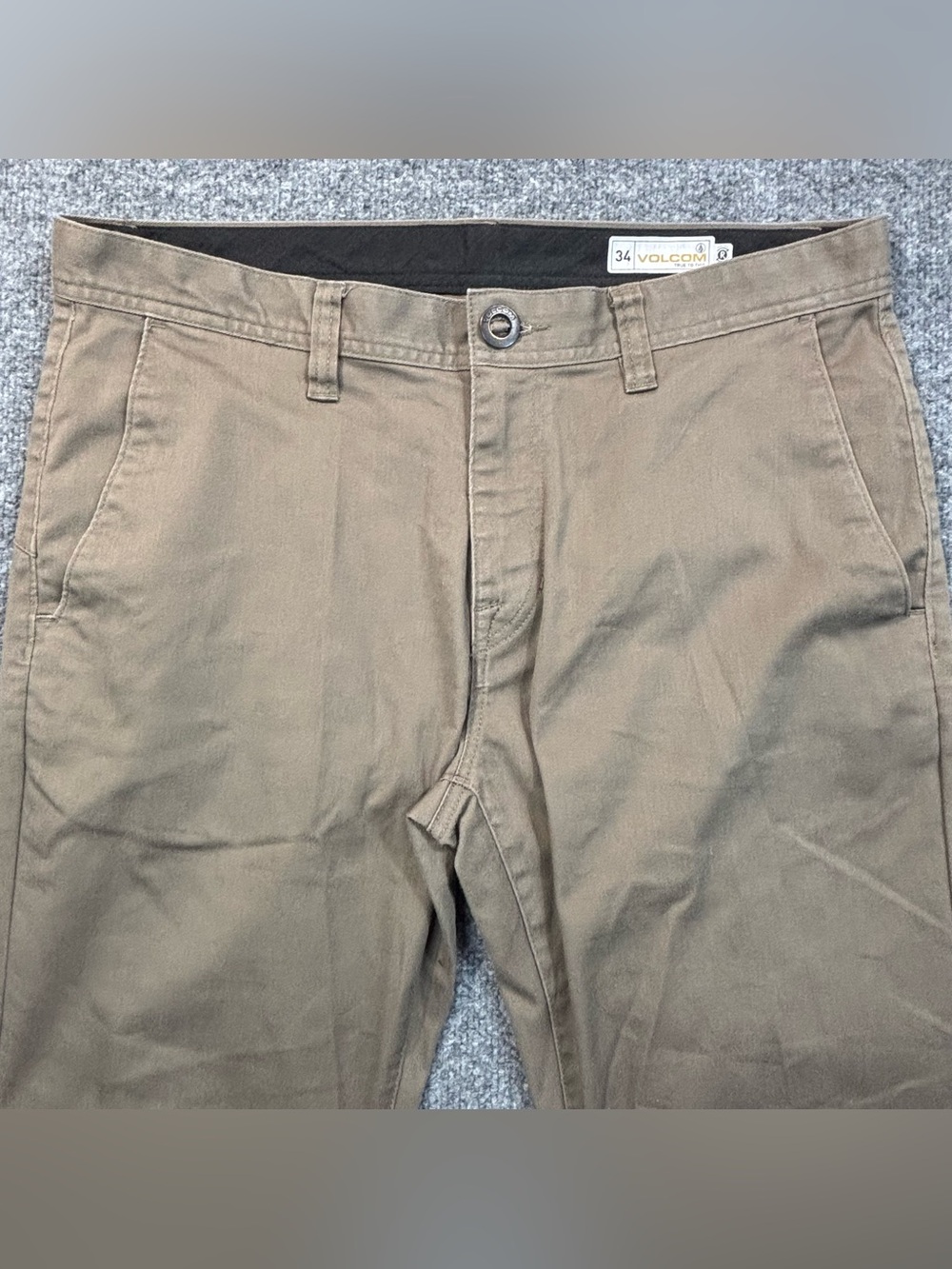 Volcom Frickin Modern Stretch Chino Pants Mens 34 Brown Khaki Skate Repreve - Picture 4 of 16